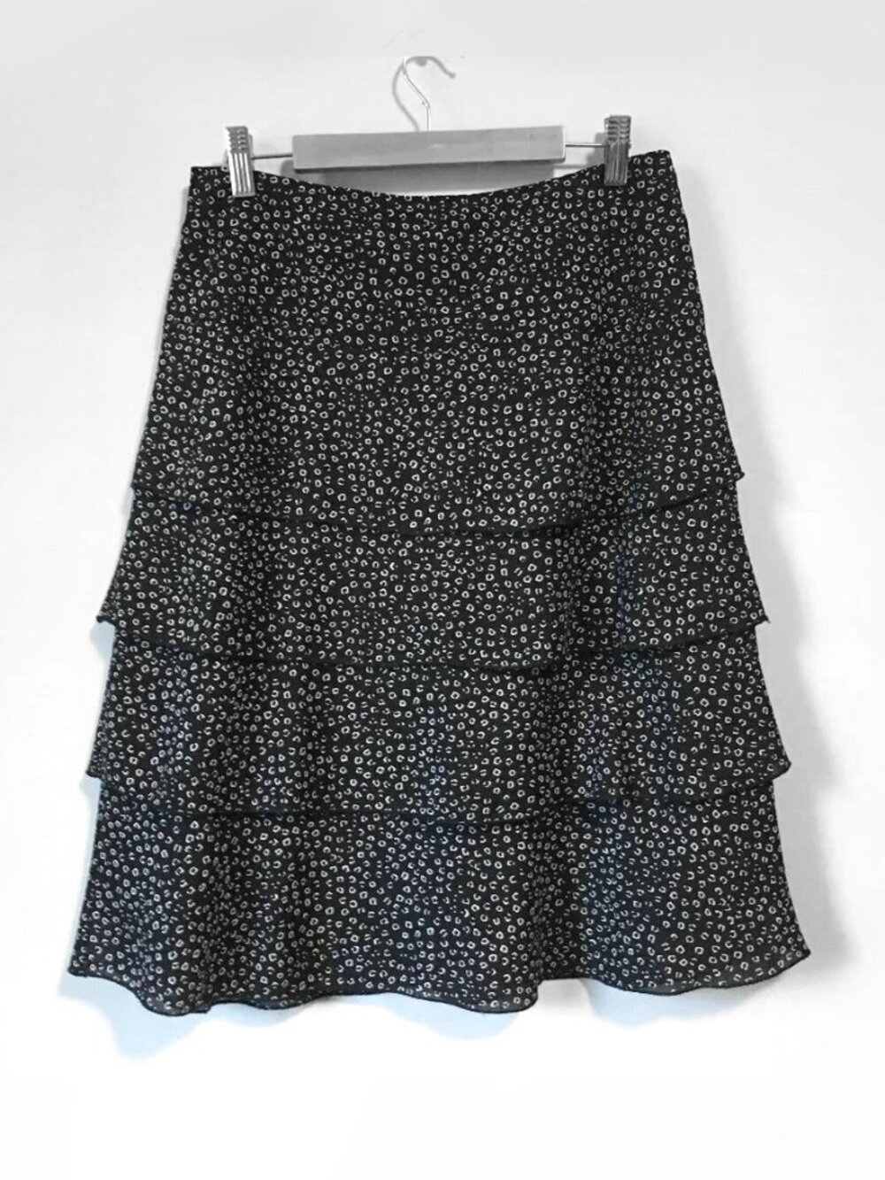 Vintage 90s Laura Made in Canada Whimsical Black and White Tiered Skirt Size 2